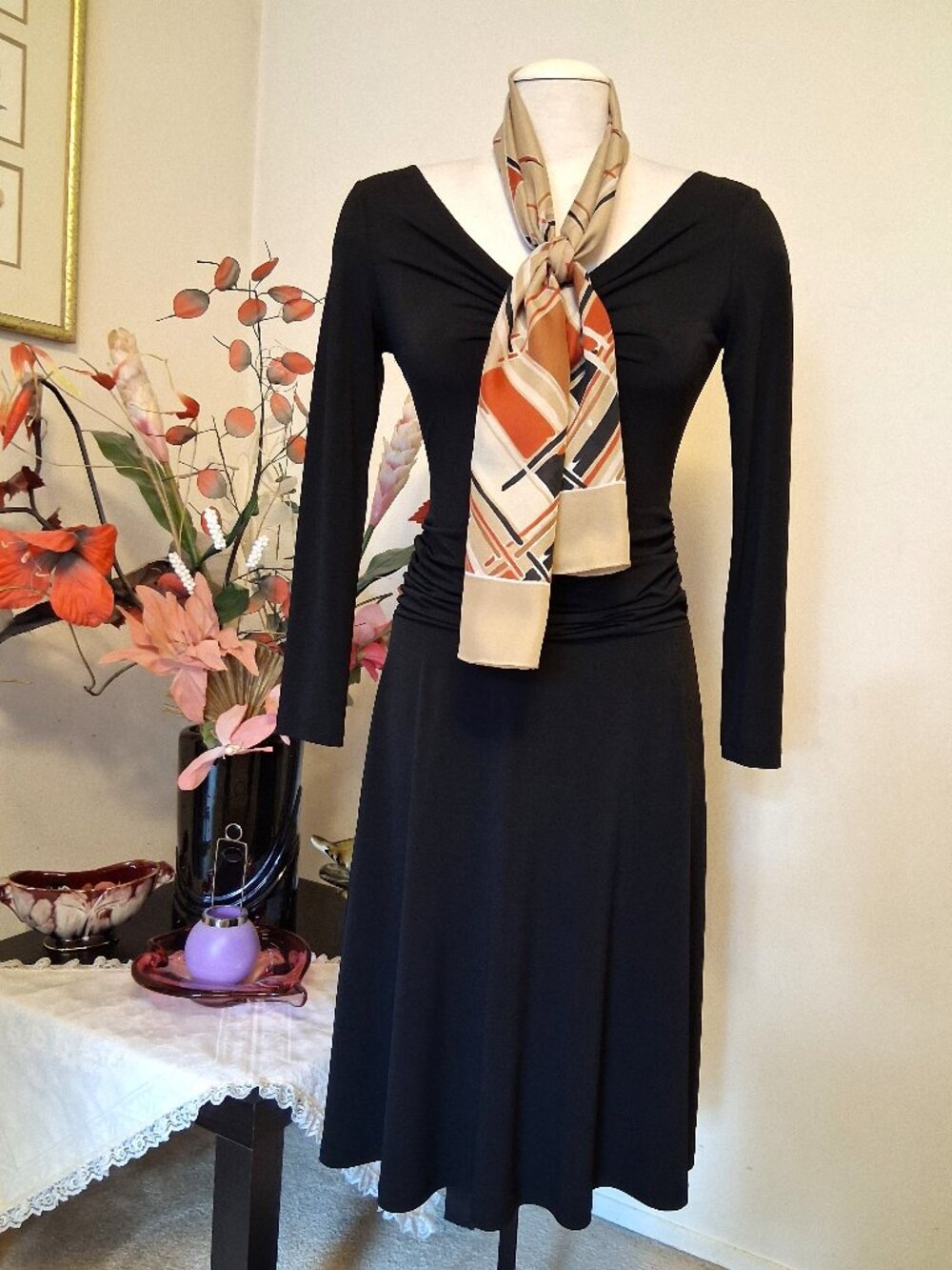 Vintage Scarf Neckwear Wearable Art Spring Fall Winter Scarves Rare Luxury